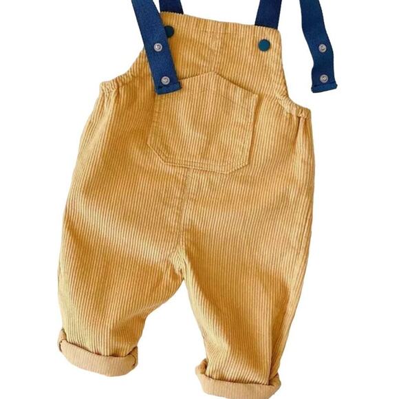New  Pair of gold corduroy overalls 12-18 months - Picture 1 of 4